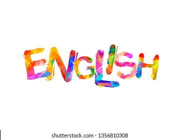 ENGLISH. Inscription for language courses. Triangular letters