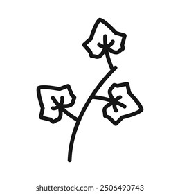 English ivy icon Black line art vector logo
