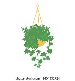 English Ivy. Pot Plant. Houseplant Isolated On White Background. Vector Illustration In Hand-drawn Flat