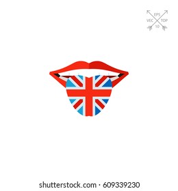 English Language Concept with Tongue Icon