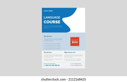 English language course flyer design, Do you speak English, Concept of learning English, a4 template, brochure design, cover, flyer, poster, print-ready.