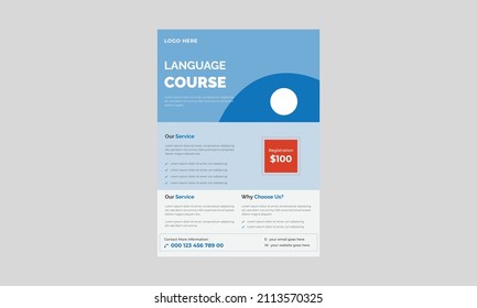 English language course flyer design, Do you speak English, Concept of learning English, a4 template, brochure design, cover, flyer, poster, print-ready.