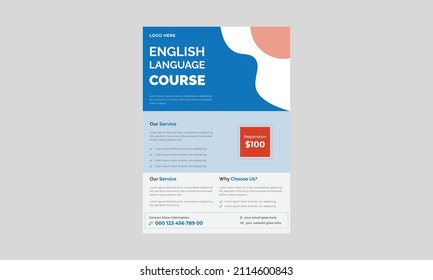 English language course flyer design, Do you speak English, Concept of learning English, a4 template, brochure design, cover, flyer, poster, print-ready.