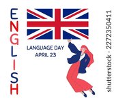 English Language Day. April 23. Holiday concept. Template for background, banner, card, and poster with text inscription. Vector illustration