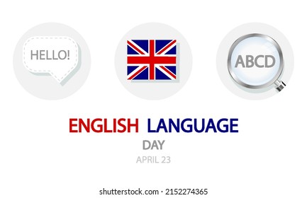 English language day April 23, vector art illustration.