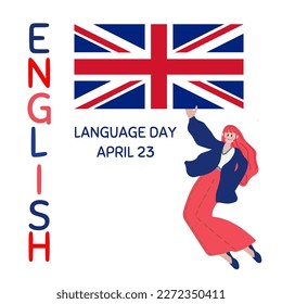 English Language Day. April 23. Holiday concept. Template for background, banner, card, and poster with text inscription. Vector illustration