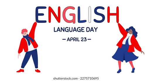 English Language Day. April 23. Holiday concept. Template for background, banner, card, and poster with text inscription. Vector illustration