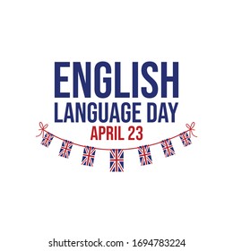 English language day banner vector image. Text with national flag of the United Kingdom