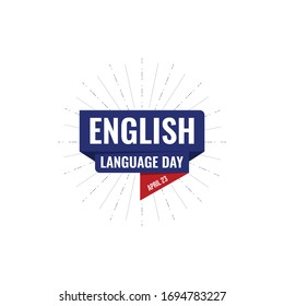 English language day banner vector image. Text with national flag of the United Kingdom