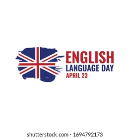 English language day banner vector image. Text with national flag of the United Kingdom