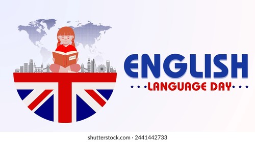 Día del idioma inglés, campaña o banner de celebración