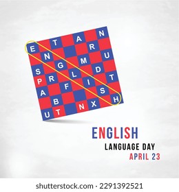 English Language Day, Celebrate, 23. April, Puzzle Concept.  Hintergrund, Banner, Karte, Poster, Design-Post-Vorlage für soziale Medien, Vektorgrafik 