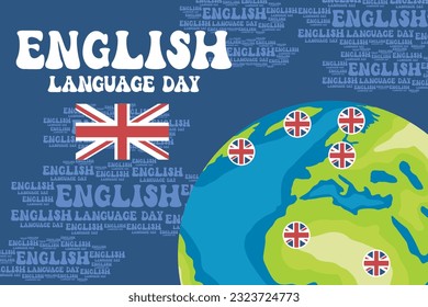 English language day concept template for background banner. Flat of england vector illustration