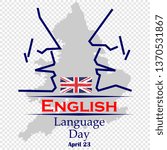 English Language Day with flag of Britain in grunge style