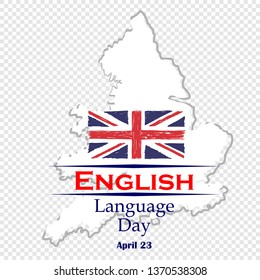 English Language Day with flag of Britain in grunge style