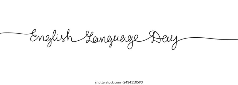 English Language Day line art text banner. Hand drawn vector art.