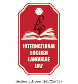 English Language Day tag, vector illustration