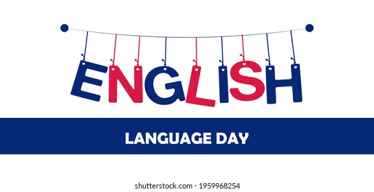 English Language Day text vector illustration.