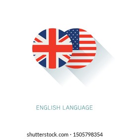 English Language icon USA UK flags