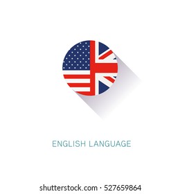 English Language Icon USA UK Flags