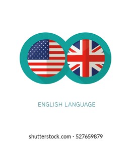 English Language icon USA UK flags