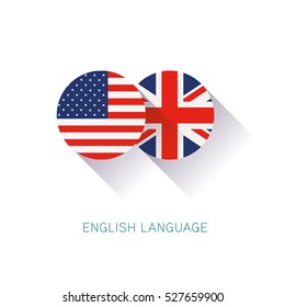 English Language icon USA UK flags svg