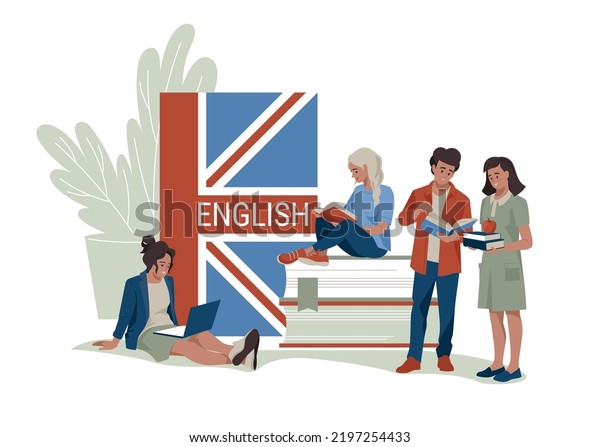 English Language Learning Schoolchildren Teenagers Among Stock Vector ...