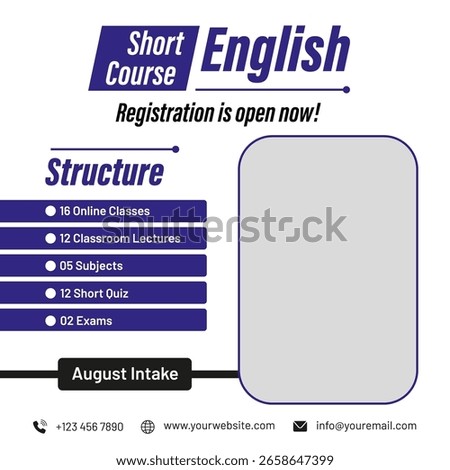 English Language Online Learning Educational Program Social Media Post Template
