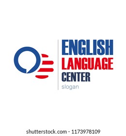 English Language School Logo Design Concept. Vector Illustration Of English Language School/lesson/course Logo