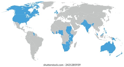 Países de habla inglesa en el mapa político del mundo