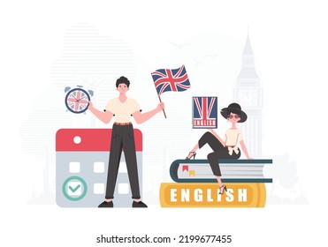 English language team. The concept of teaching English. trendy style. Vector.
