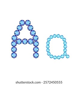 English language uppercase, small gemstone set letter A isolated on background, vector illustration