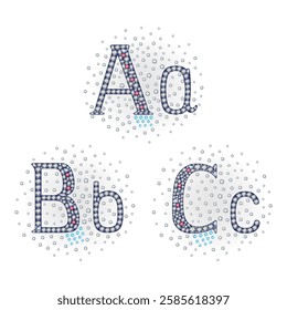 English language uppercase, small gemstone set letter isolated on background, vector illustration