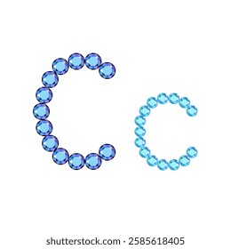 English language uppercase, small gemstone set letter isolated on background, vector illustration