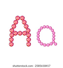 English language uppercase, small gemstone set letter isolated on background, vector illustration