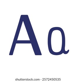 English language uppercase, small letter A isolated on white background, vector illustration