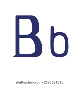 English language uppercase, small letter B isolated on white background, vector illustration