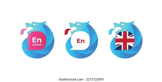 English learning school flat style simple logo design. Use it for brand design or poster design.