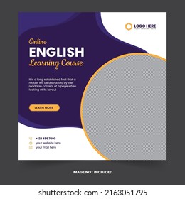 English learning social media advertisement post template design for any English learning institute