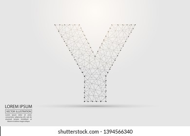 English letter abstract font consists 3d of triangles, lines, dots and connections. Vector illustration EPS 10.