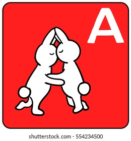English letter of alphabet with the cute bunny. Vector font. A.