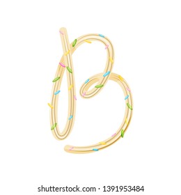 English letter B in a spiral candy. Vector illustration on white background.