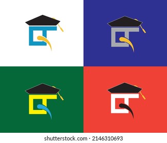 English Letter (QT) Educational Institution Logo Design