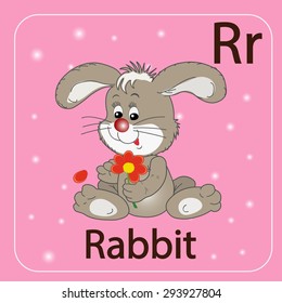 The English letter R and a rabbit