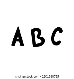 Englische Buchstaben A, B, C. Anfangsbuchstaben des Alphabets. Großbuchstaben. Bezeichnung von Punkten in der Mathematik. Vektor schwarz-weiß einzelne Illustration handgezeichnet Doodle. Bildung, Wissen