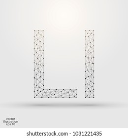 English letters abstract font consists 3d of triangles, lines, dots and connections. Vector illustration EPS 10.