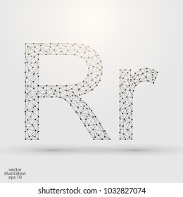 English letters abstract font consists 3d of triangles, lines, dots and connections. Vector illustration EPS 10.