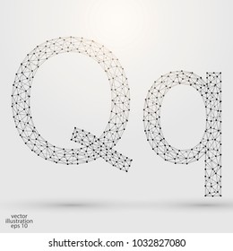 English letters abstract font consists 3d of triangles, lines, dots and connections. Vector illustration EPS 10.