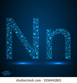 English letters abstract font consists 3d of triangles, lines, dots and connections. Vector illustration EPS 10.