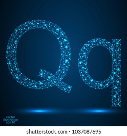 English letters abstract font consists 3d of triangles, lines, dots and connections. Vector illustration EPS 10.